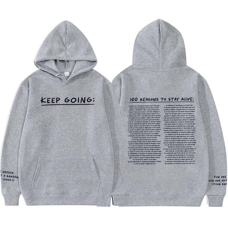 100 Reasons To Stay Alive Hoodie (Keep Going) Shop Monterra Dark Grey S