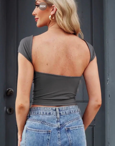 Backless Crop Top Fashion Tee Shop Monterra