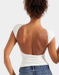 Backless Crop Top Fashion Tee Shop Monterra Wit XS