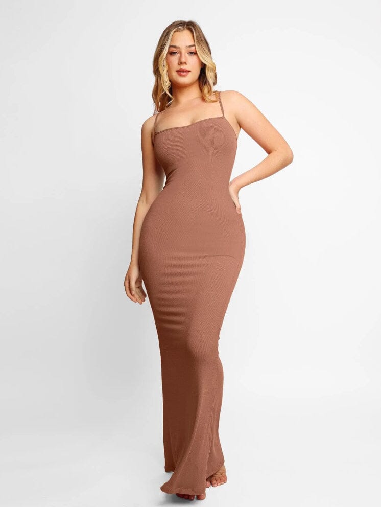 Monterra Built-In Shapewear Dress Long Dress Shop Monterra Lichtbruin S 